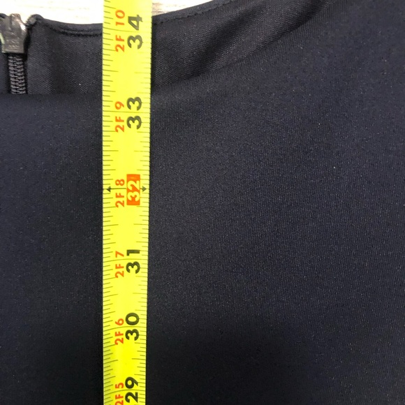 Vince Camuto Women's Scuba Tulip Sleeve Shift Dress w/Laser Cut Hem Navy Size 10 - Picture 5 of 8